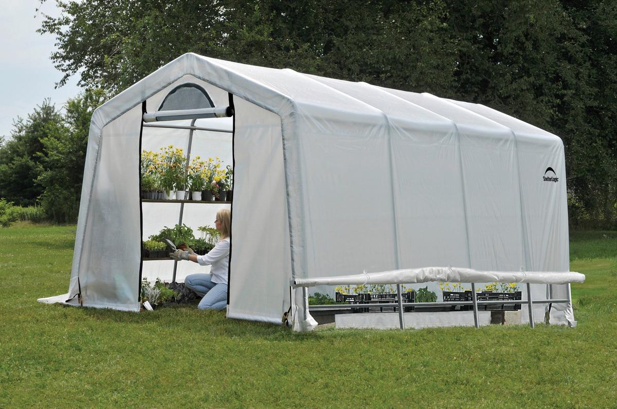 Gewächshaus Gewächshaus 18,3m² - Weiß, Basics, Kunststoff (300/240/610cm)