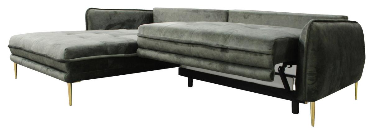 Ecksofa Whisper Grün S: 196x264 cm - Goldfarben/Grün, Design, Textil (196/264cm) - MID.YOU