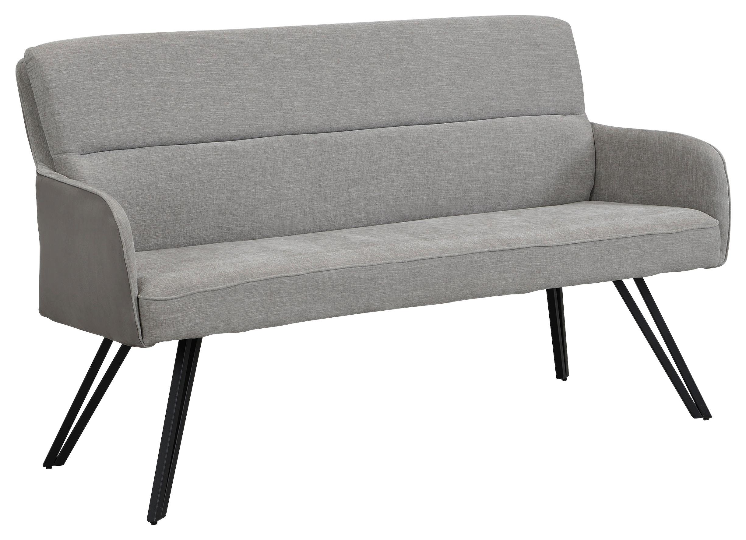 Sitzbank Tino - Hellgrau/Schwarz, MODERN, Textil/Metall (140/94/67cm) - MID.YOU
