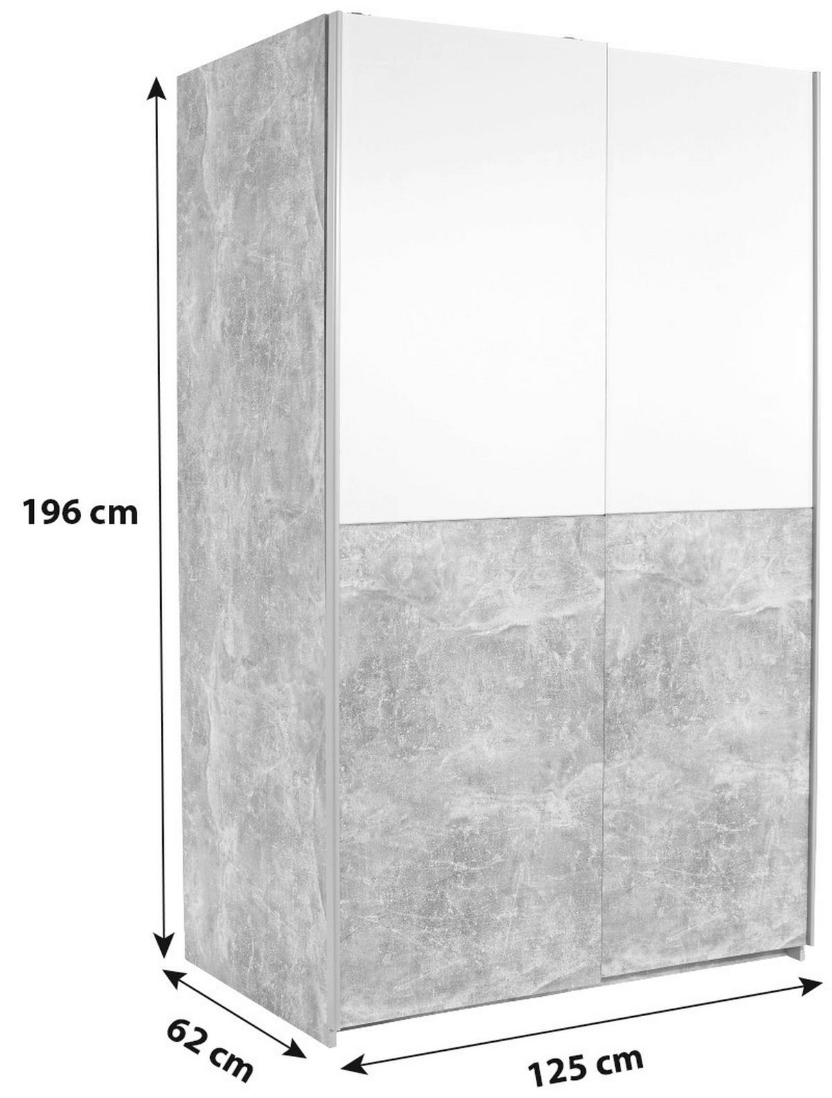 Tolóajtós Szekrény Victoria 125/196 Cm - tölgyfa színű/fehér, Modern, faalapú anyag (125/196/62cm)