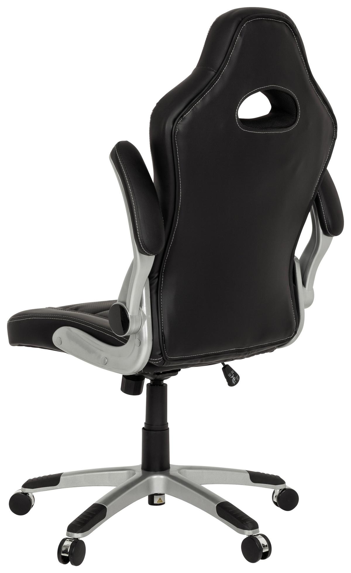 Gamingstuhl Game Sport Schwarz - Silberfarben/Schwarz, MODERN, Kunststoff/Textil (64/118/57cm) - MID.YOU
