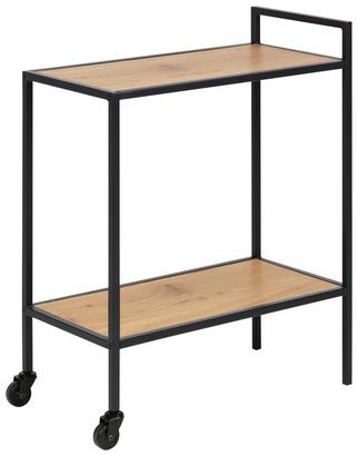 Praktischer Tabletttisch in Eichefarben und Schwarz Tabletttisch mit Rollen