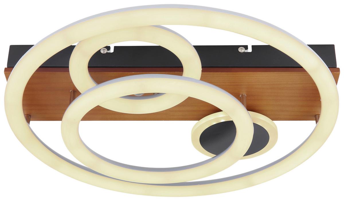 Led-deckenleuchte Darryl - Opal/Schwarz, Design, Holz/Kunststoff (48/11cm) - Globo