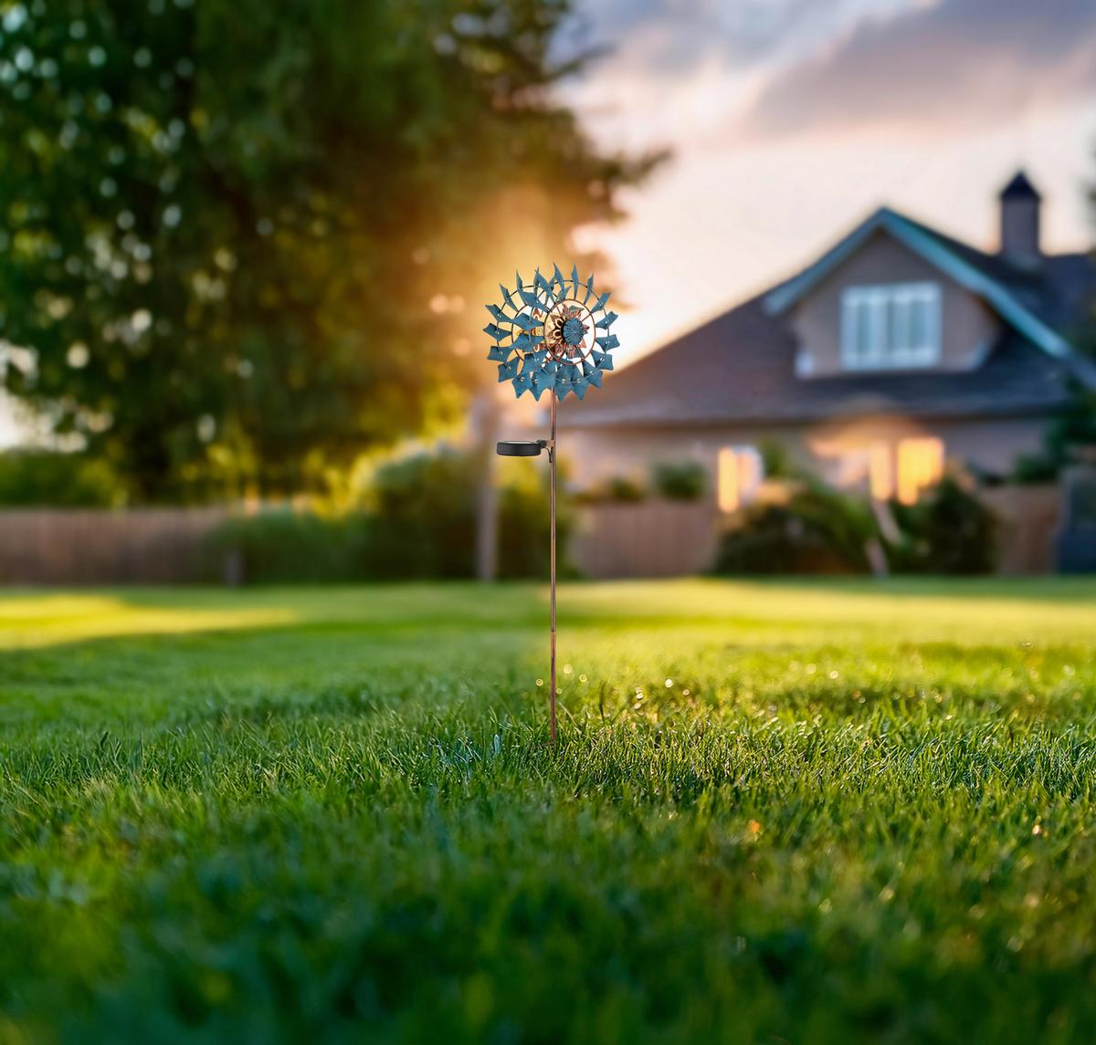 Solarleuchte 3000k, Warmweiß - Blau/Klar, Design, Glas/Metall (22,5/11,5/92cm) - Globo