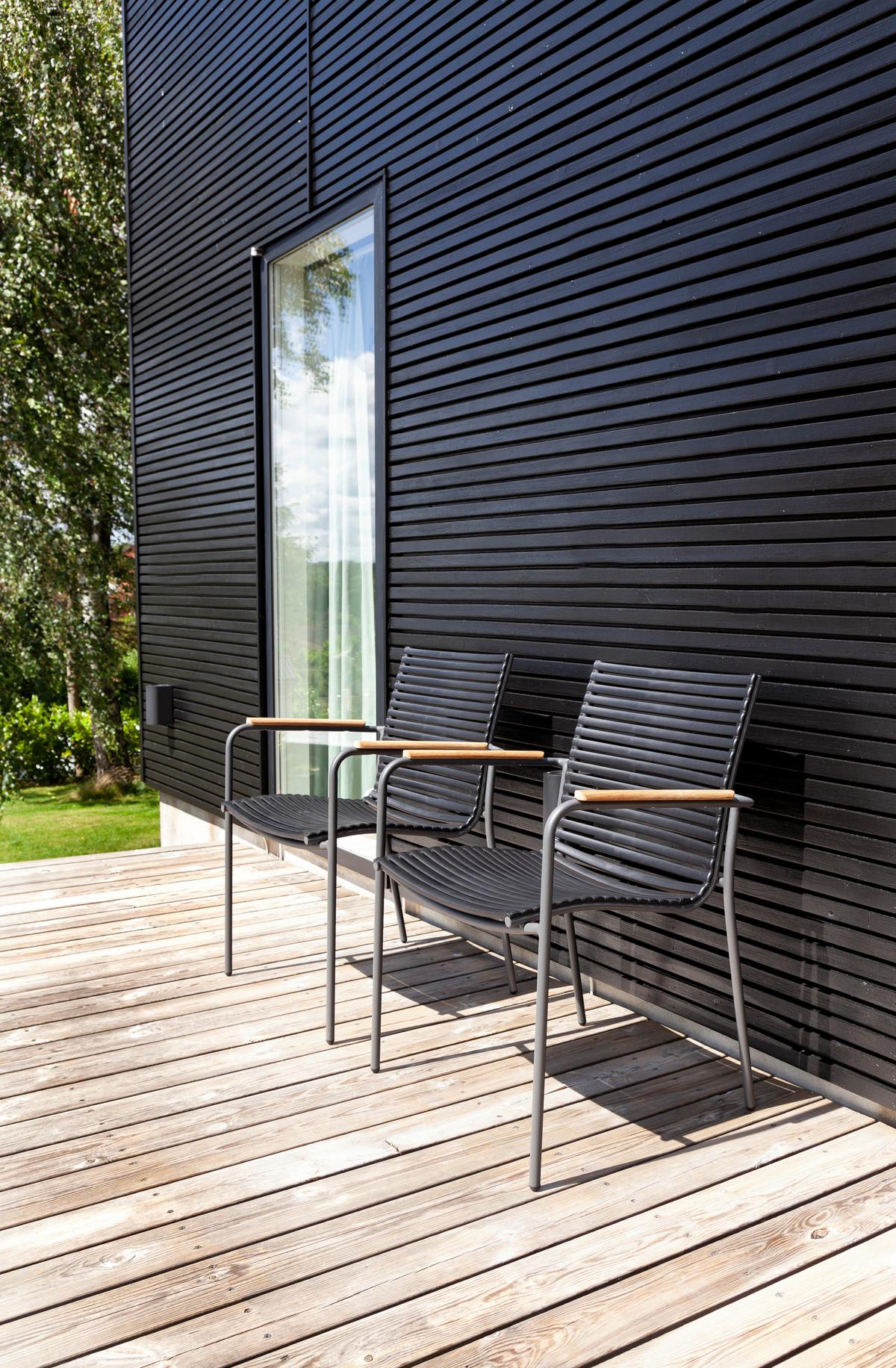 Gartentischgruppe Mood 7tlg Metall/Holz, Anthrazit/Teak - Anthrazit/Schwarz, Natur, Holz/Kunststoff (209/84/150cm) - Gardenson