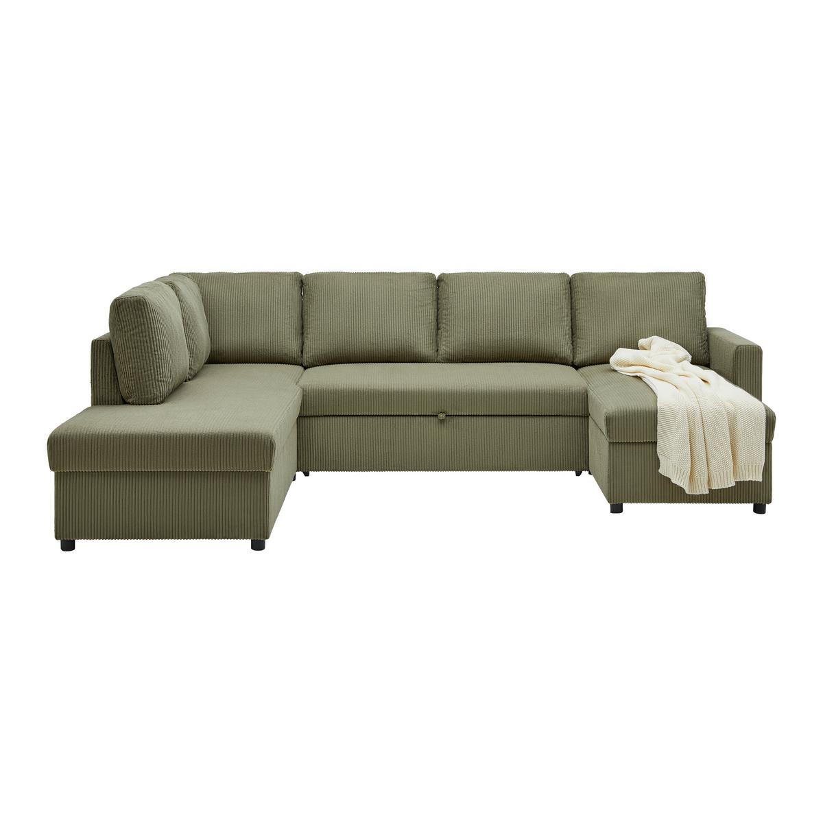 Sedacia súprava MARTINA, ľavá, zelený menčester - zelená, Modern, kov/drevo (204/89/276cm) - Based