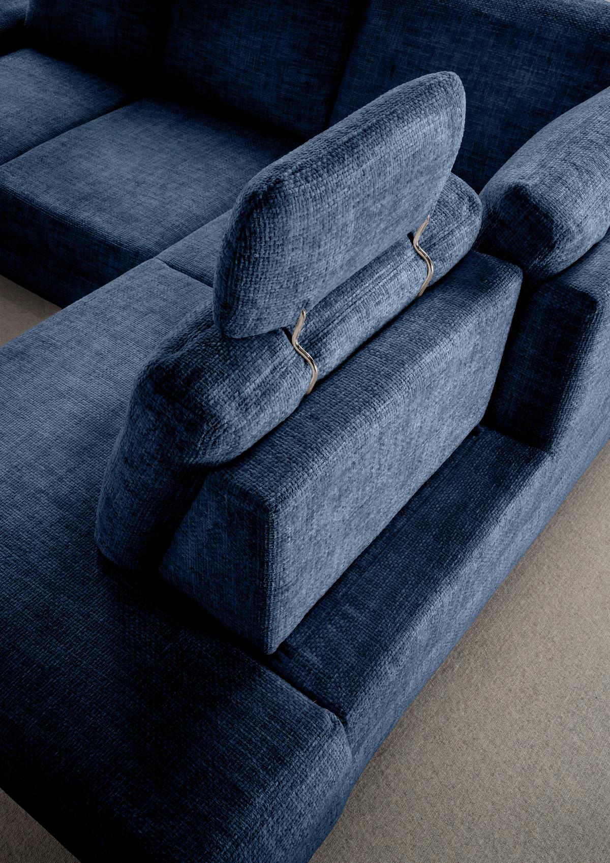 Eckschlafsofa Positano, Blau S: 265x206 Cm - Wildeiche/Blau, MODERN, Textil (265/206cm) - Livetastic