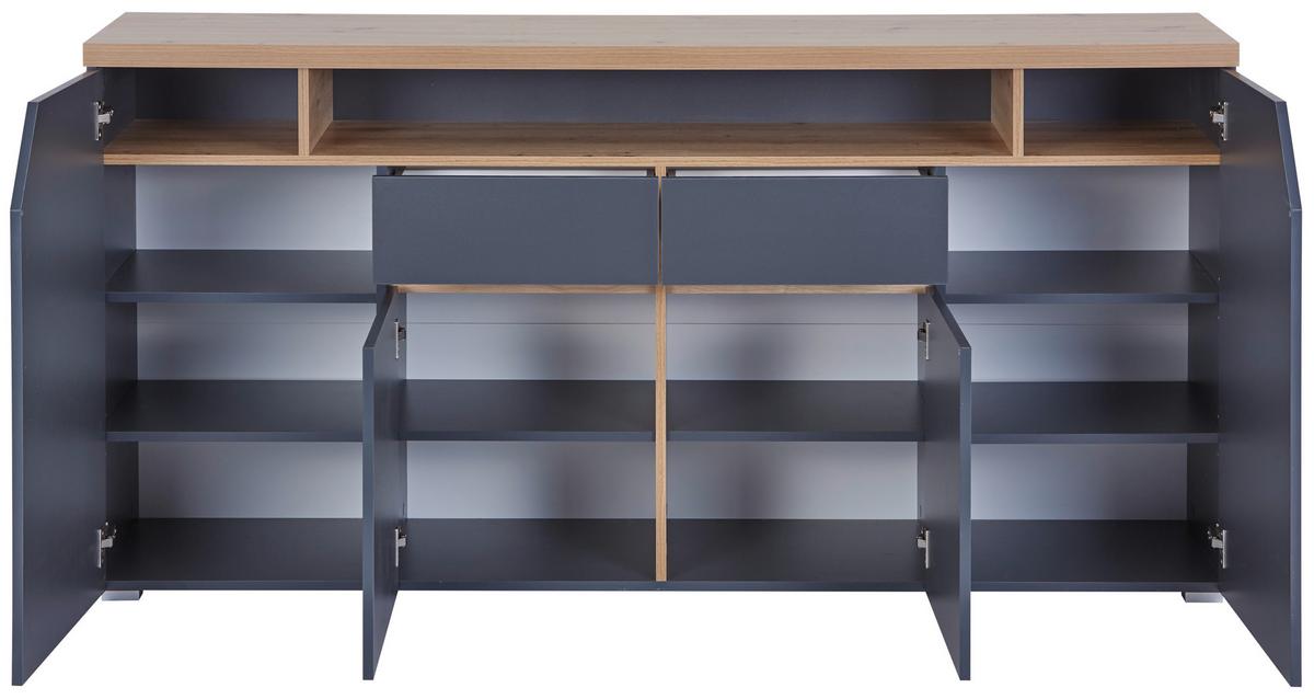 Komoda PEPE 4 otočné dveře - bílá/antracitová, Moderní, kompozitní dřevo (180,5/91,6/40cm)