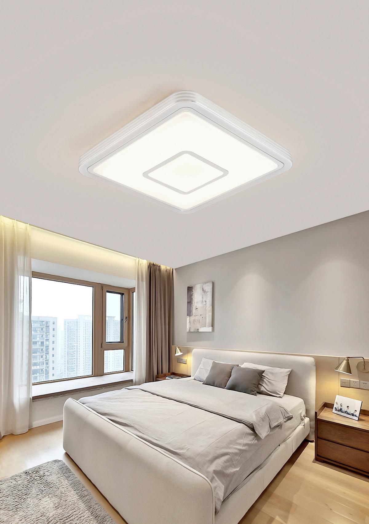 LED-Deckenleuchte Nadina - Chromfarben/Weiß, Design, Kunststoff/Metall (38/38/7cm) - Luca Bessoni