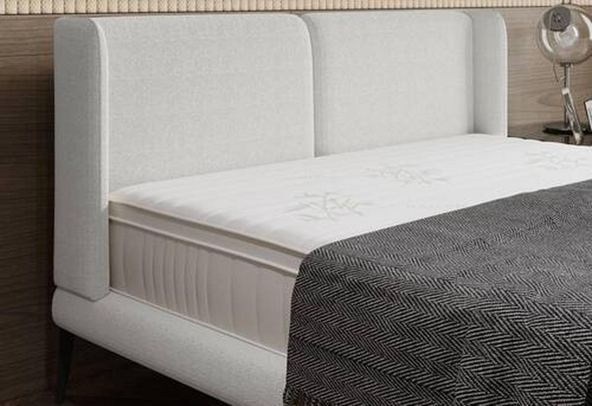 Polsterbett +matratze 180x200 Tessina Now Or Never Weiß - Creme/Schwarz, MODERN, Textil (180/200cm) - Livetastic