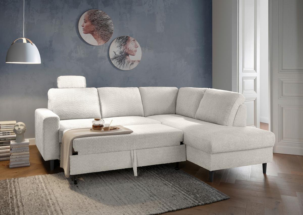 Eckschlafsofa Passione, Weiß S: 242x200 Cm - Schwarz/Weiß, MODERN, Textil (242/200cm) - Livetastic