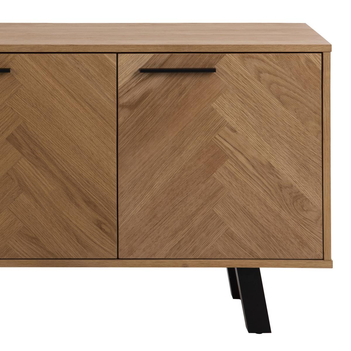 Sideboard Brighton B: 150 cm Eiche Dekor 3-Türig - Eichefarben/Schwarz, KONVENTIONELL, Holzwerkstoff (150/71/40cm) - MID.YOU