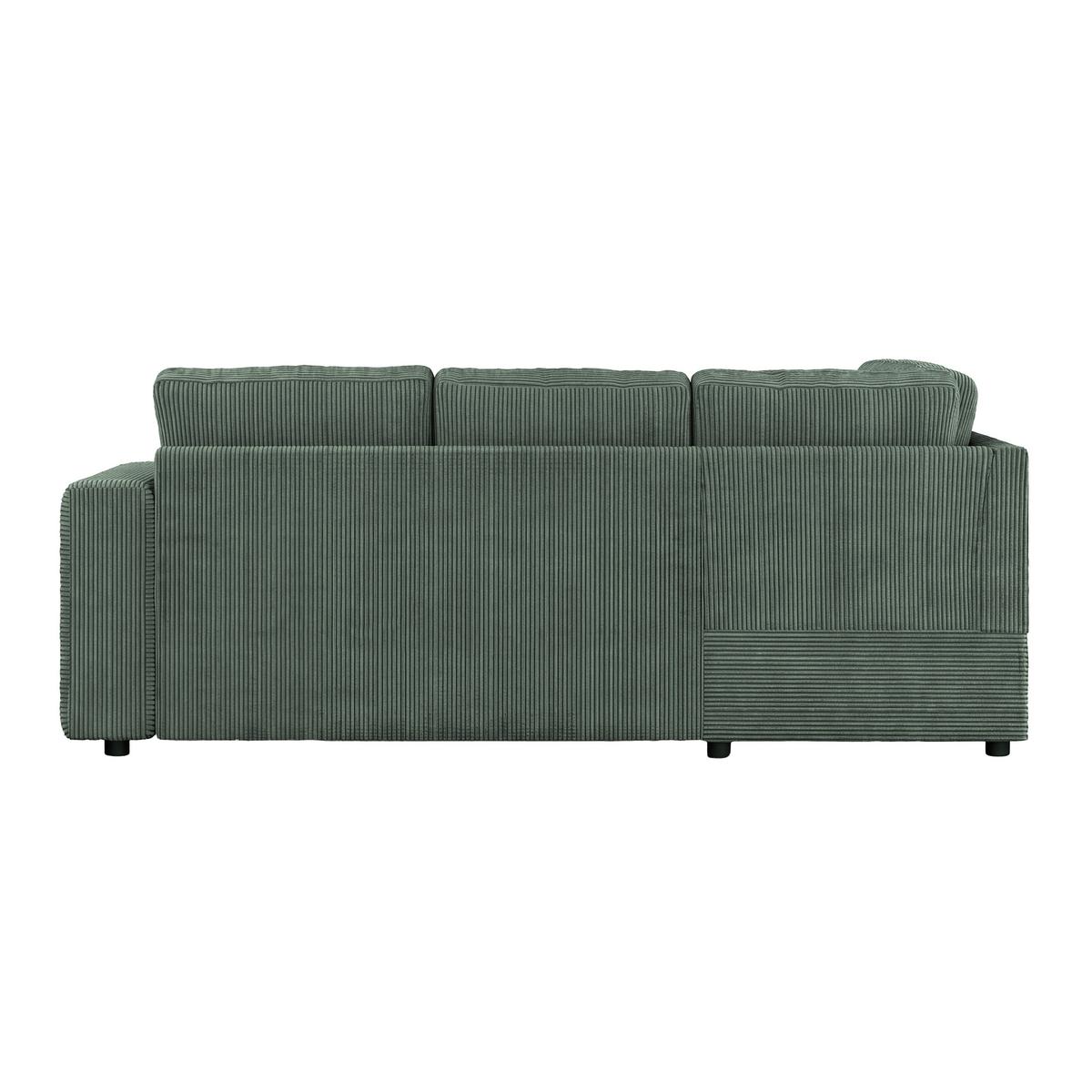 Ecksofa mit Schlaffunktion Toulouse Cord grün, 206x224cm - Schwarz/Grün, Trend, Holz/Textil (206/224cm)