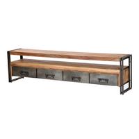 LOWBOARD Naturfarben/Schwarz B: 200cm - Schwarz/Naturfarben, Design, Holz/Metall (200/55/40cm) - MID.YOU