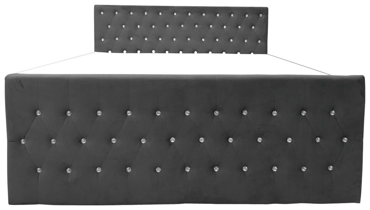 Boxspringbett Elza Schwarz, Lf: 180x200 cm - Schwarz, MODERN, Textil (180/200cm) - Livetastic