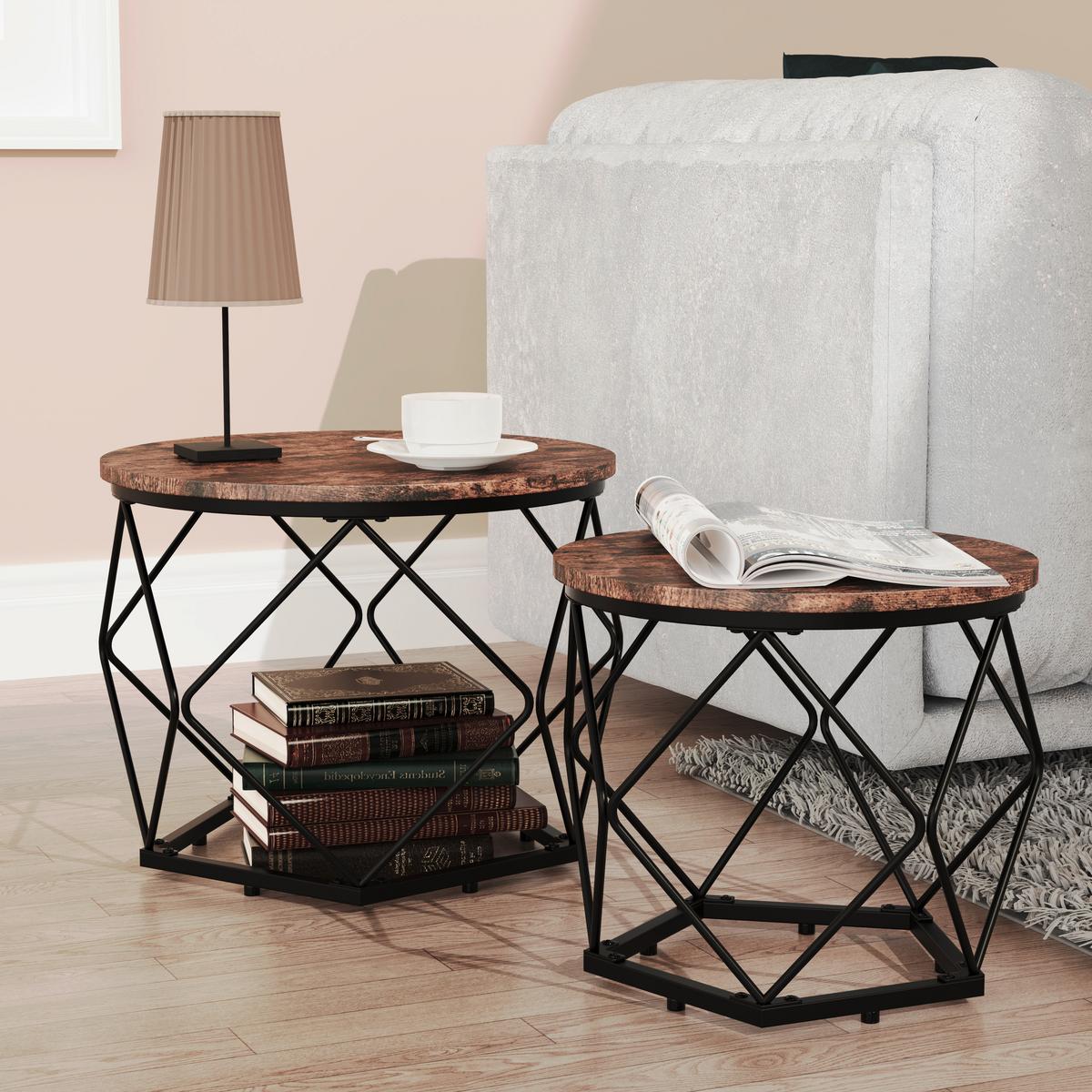 Beistelltisch Helaro Eichefarbe Dekor L:50cm - Eichefarben/Schwarz, Design, Holzwerkstoff/Metall (50/40/50cm) - MID.YOU