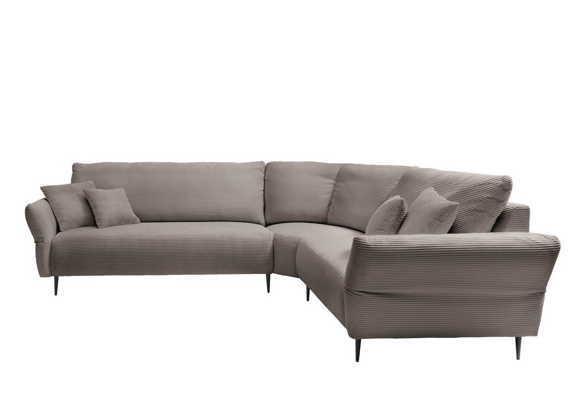 Ecksofa Vanilla Graubraun S: 294x256 Cm - Graubraun/Schwarz, Design, Textil (294/256cm) - Livetastic