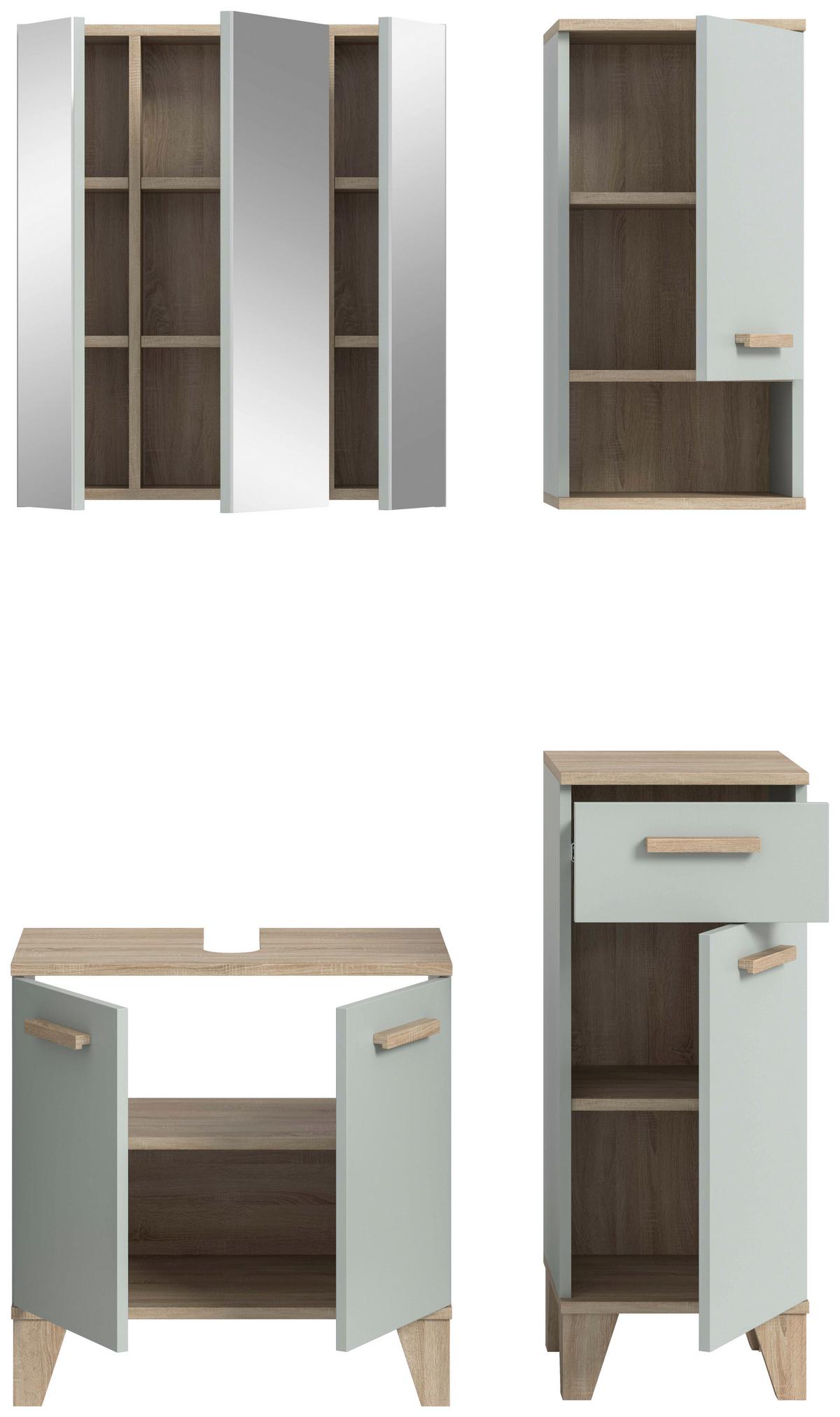 Koupelna Star blede zelená/dub bledý - barvy dubu/dub San Remo, Moderní, kompozitní dřevo/plast (109/190/34cm) - MID.YOU