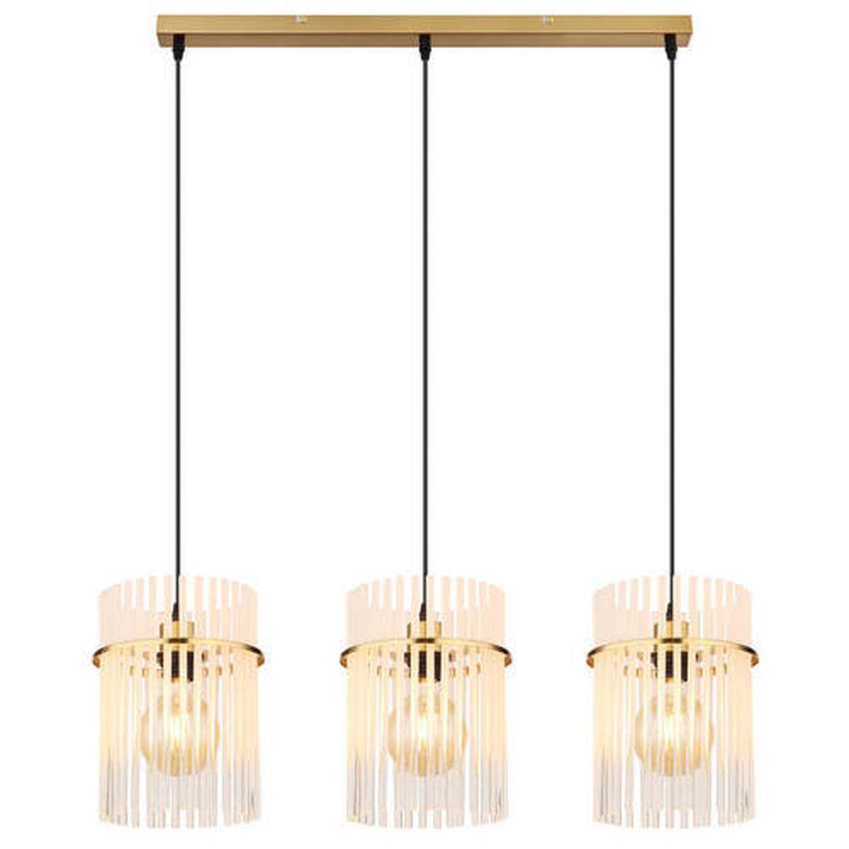 Hängeleuchte 15698-3hm - Goldfarben, Design, Glas/Metall (80/20/140cm) - Globo