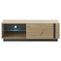 Lowboard Clair Grau/Eiche Dekor B:138cm - Eiche Artisan/Grau, Design, Glas/Holzwerkstoff (138/46/40cm) - MID.YOU