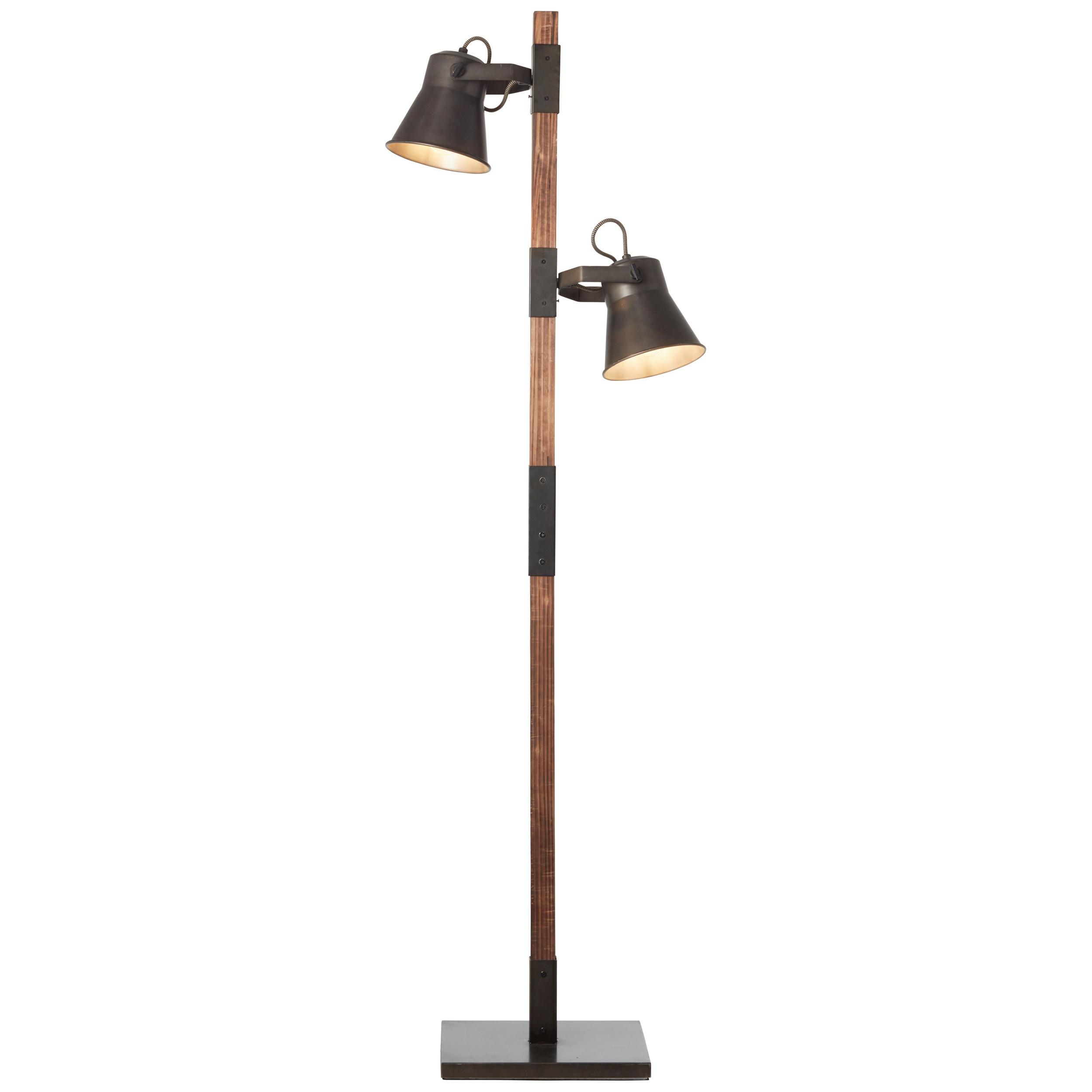Stehlampe Holz Plow Schwarz drehbar und Schwenkbar - Schwarz, Design, Holz/Metall (51/153,5cm) - Brilliant