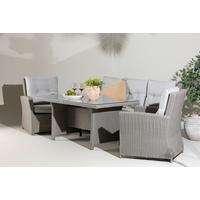 Loungegarnitur 4-Tlg Brentwood aus Kunststoff/Glas mit Kissen - Grau, KONVENTIONELL, Glas/Kunststoff - Gardenson