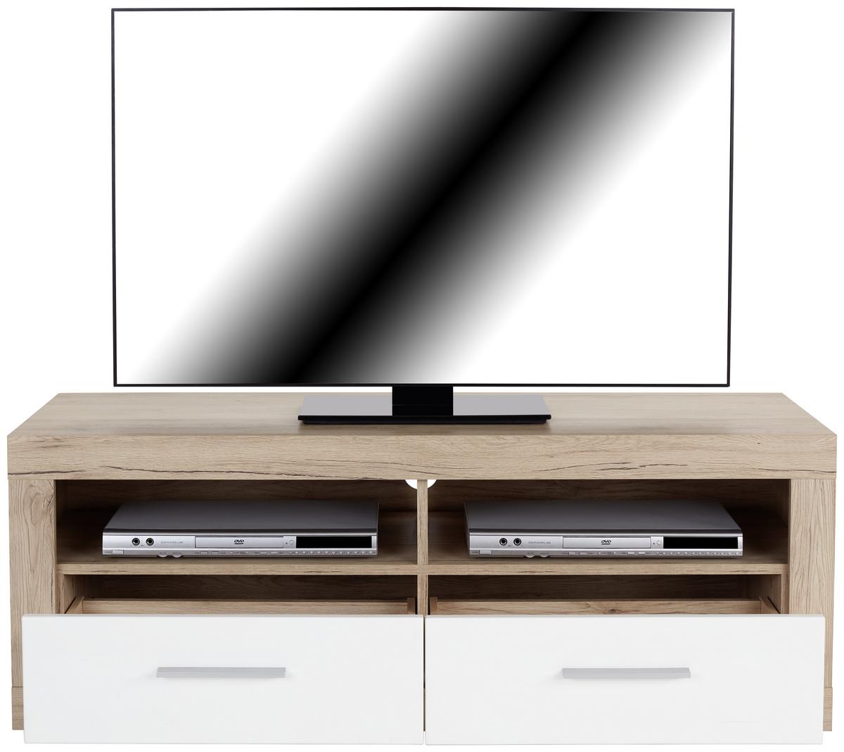 TV-Element Malta B: 128 cm Eiche Dekor/Weiß - Eichefarben/Weiß, MODERN, Holz (128/50/42cm)