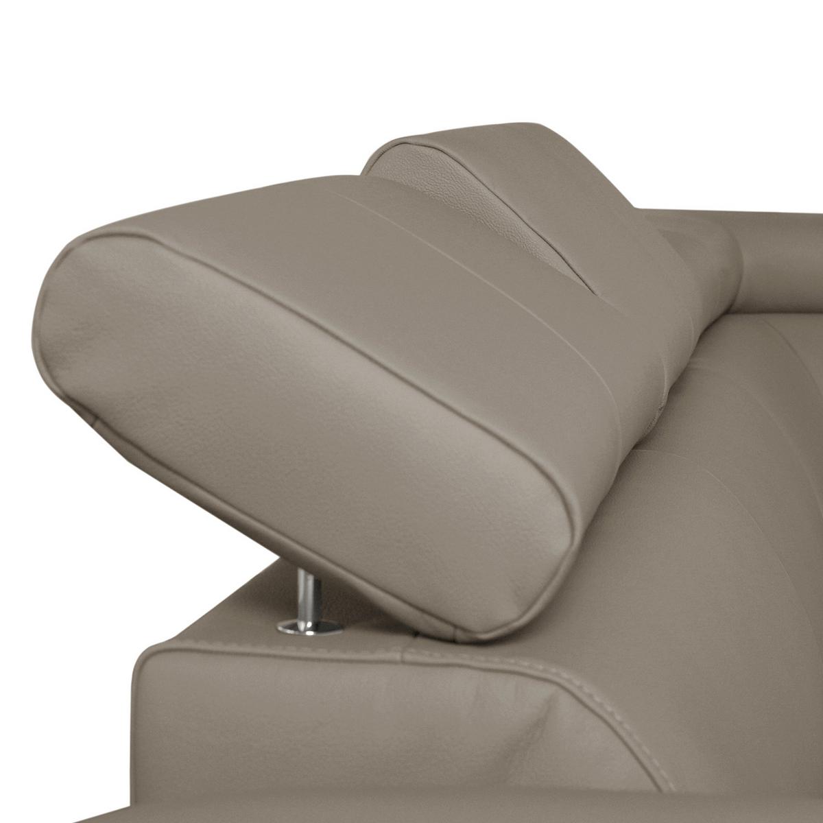 Ecksofa Lugano Teilleder Hellgrau 248x208 - Chromfarben/Hellgrau, Design, Leder/Textil (248/208cm) - Livetastic