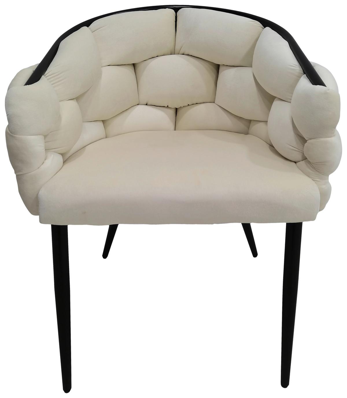 Sada stoličiek s podrúčkami 2ks/sada - čierna/krémová, Modern, kov/textil (65/79/61cm) - MID.YOU