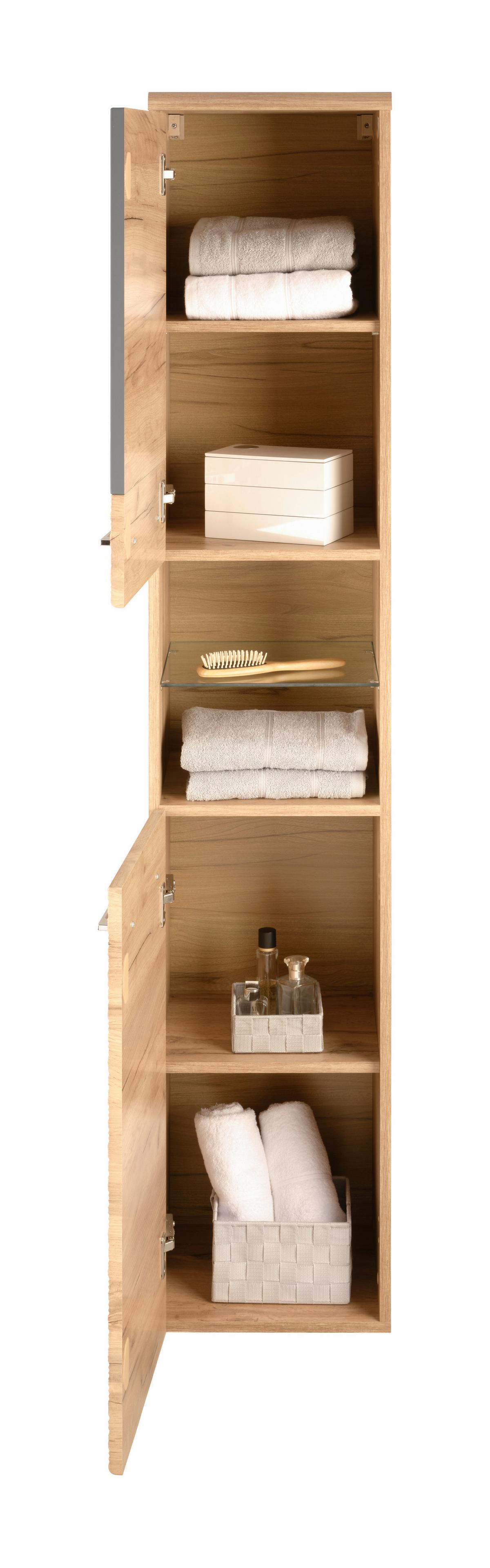 VYSOKÁ SKŘÍŇ FLOAT -EXKLUSIV- - barvy dubu/barvy chromu, Moderní, kov/kompozitní dřevo (35/194/33cm) - Premium Living