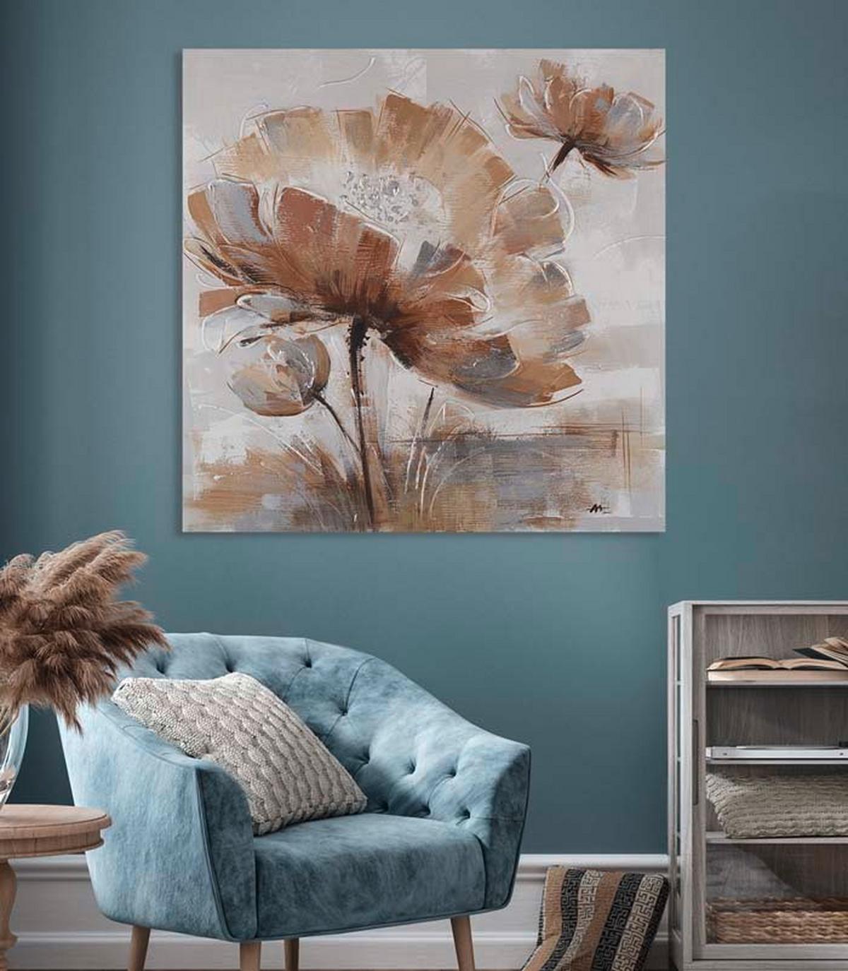 Olajfestmény 90/90cm - többszínű, Basics, textil (90/90cm)