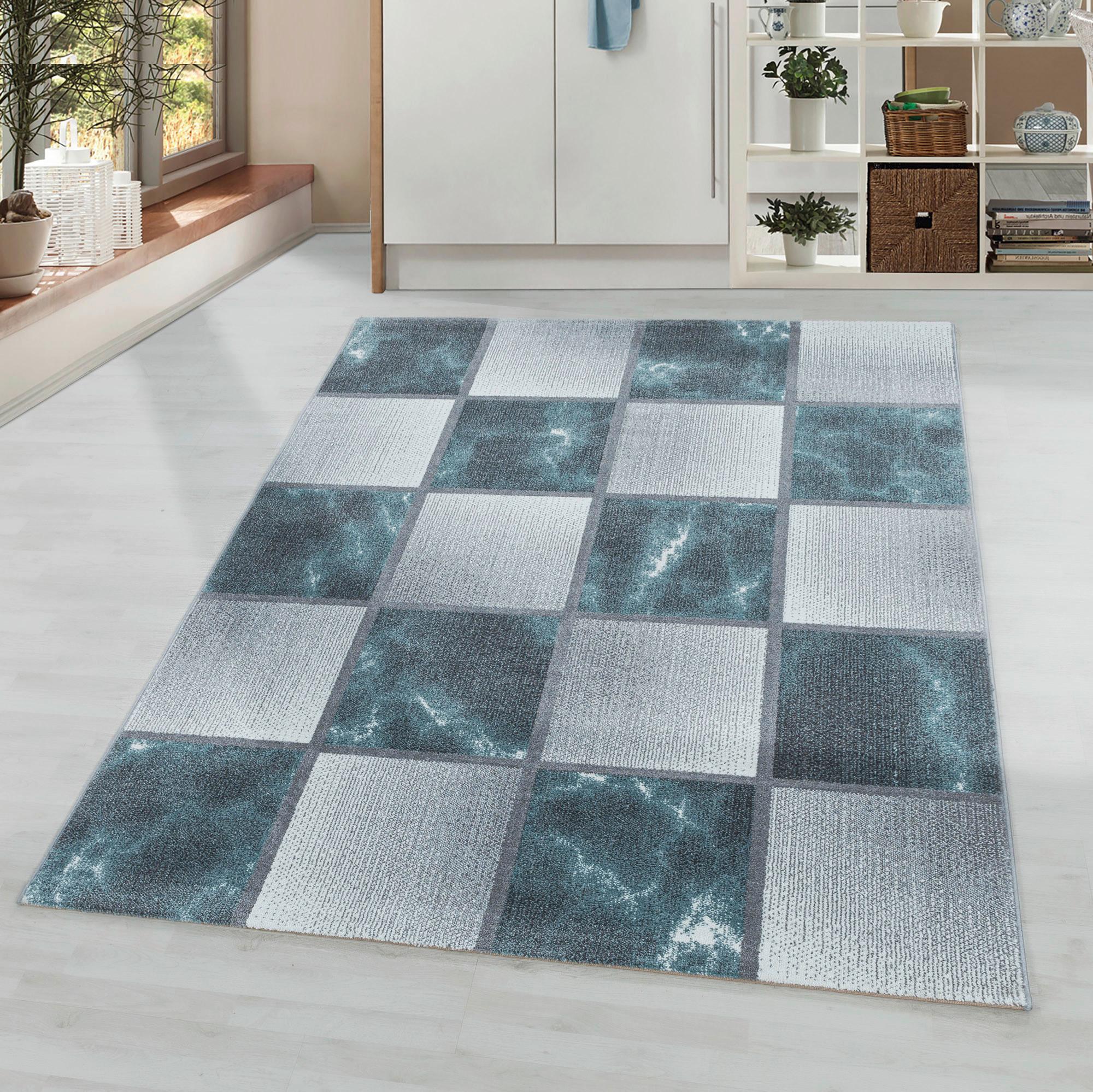 Webteppich Blau/Grau Naturfaser Ottawa 140x200 cm - Blau, Design, Textil (140/200cm)