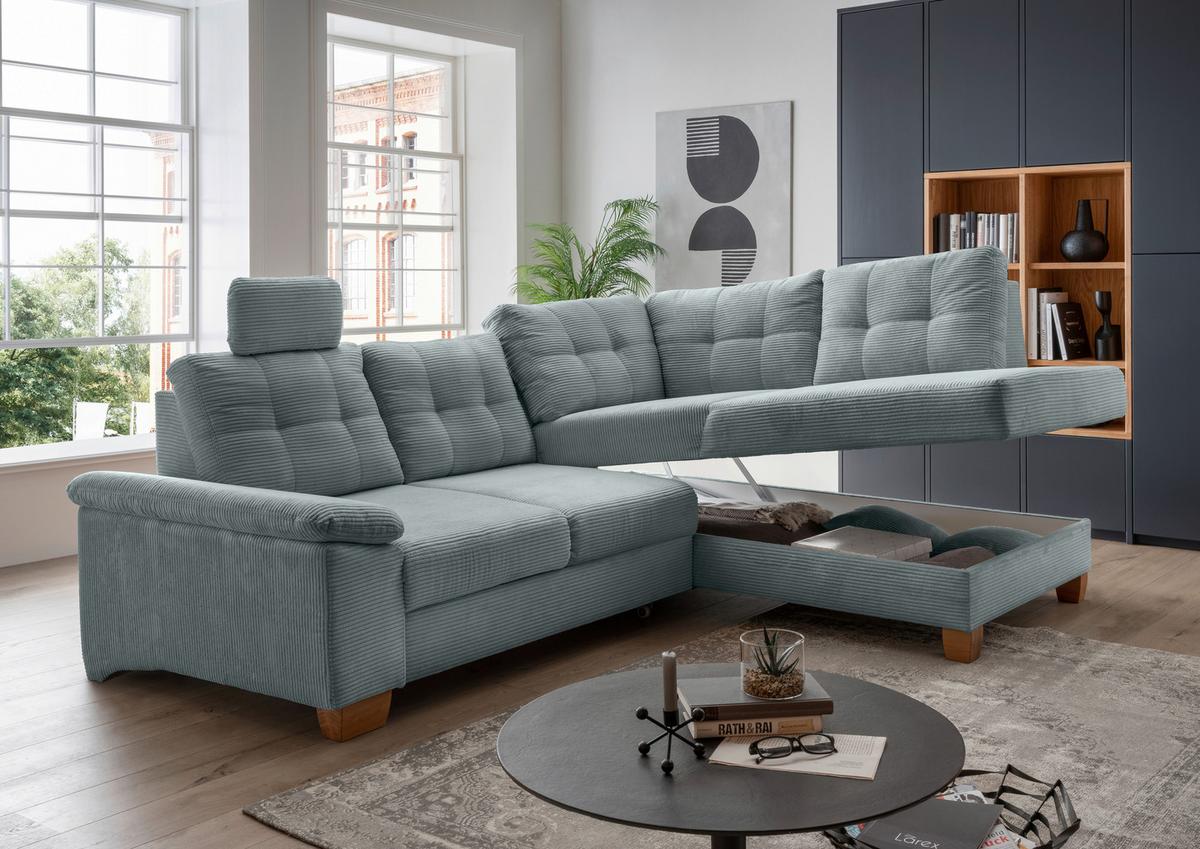 Ecksofa Brizzini Hellblau S: 274x206 Cm - Naturfarben/Hellblau, MODERN, Textil (274/206cm) - Livetastic
