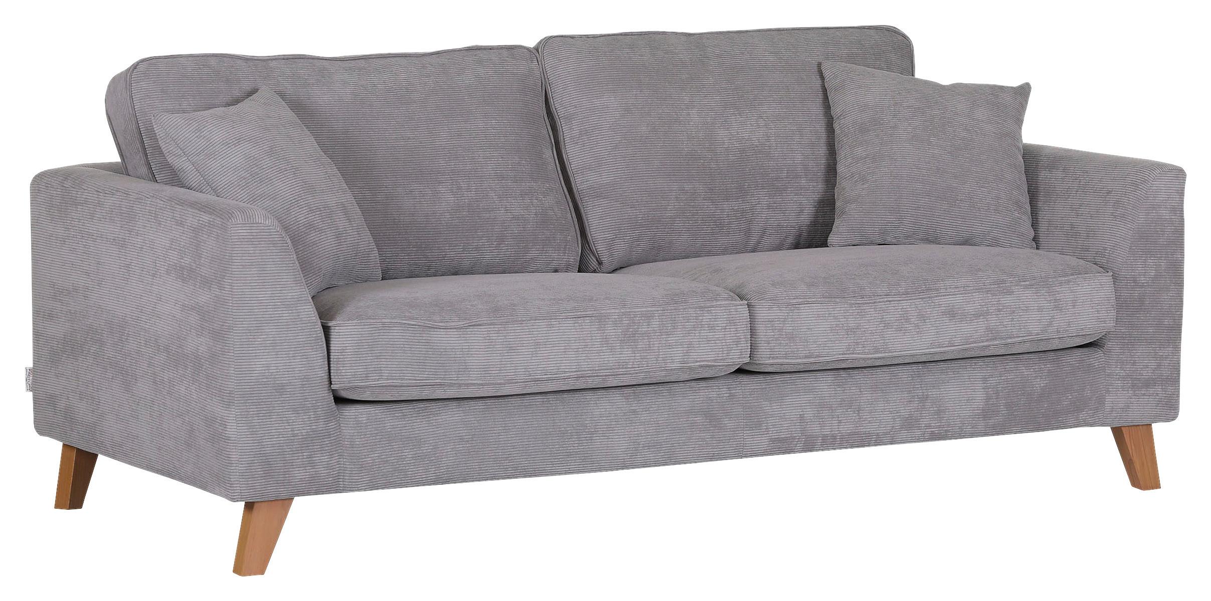 3-SITZER-SOFA Rimini, Grau B: 200 cm - Buchefarben/Grau, Design, Textil (200/63/90cm) - MID.YOU