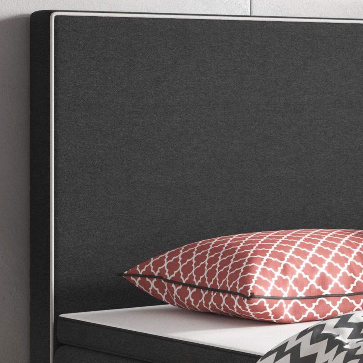 Boxspringbett mit Topper 180x200 cm King Size - Anthrazit/Silberfarben, KONVENTIONELL, Textil (180/115/210cm) - MID.YOU