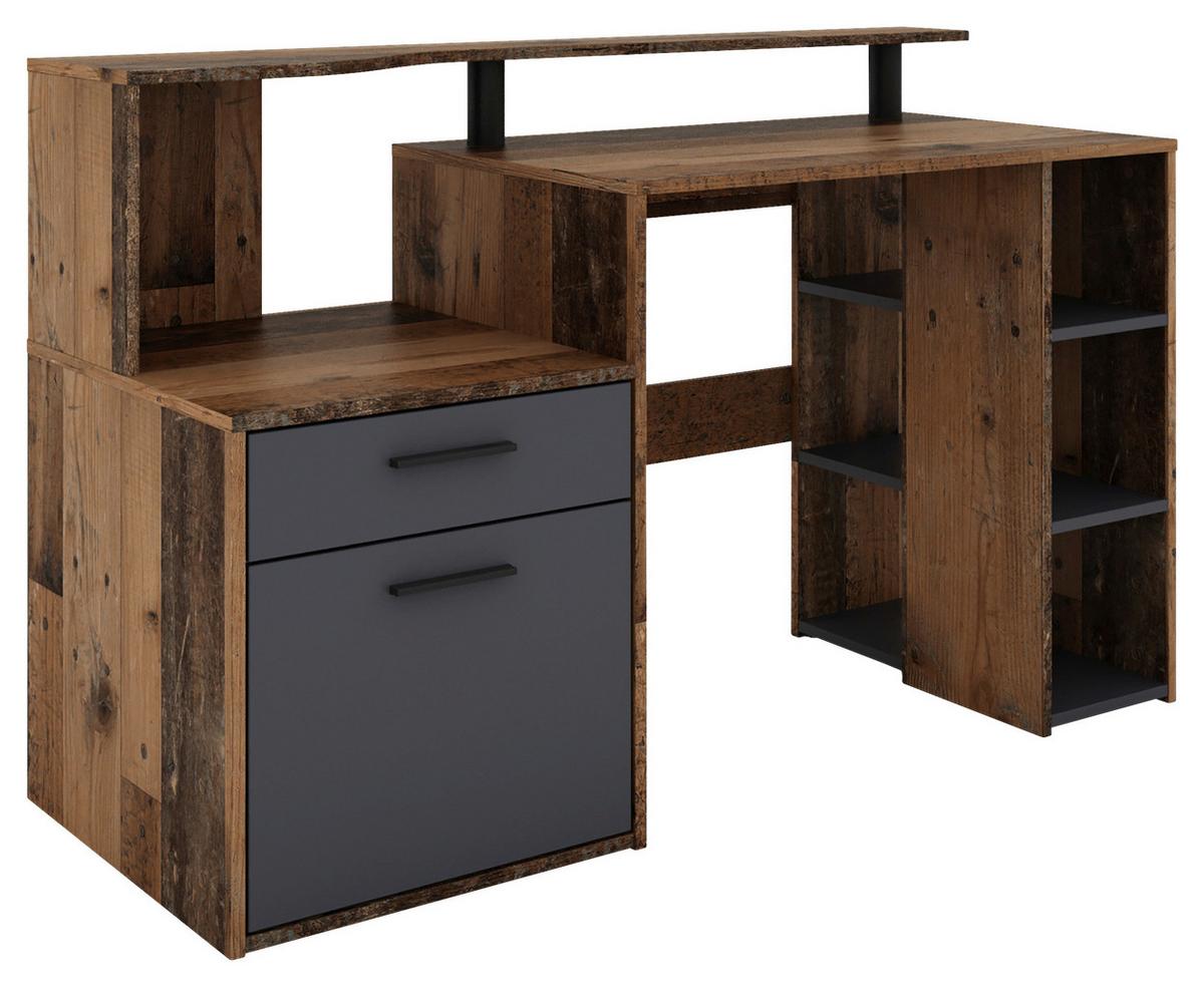 Schreibtisch Louis - Alteiche/Anthrazit, MODERN, Holzwerkstoff (140/55/89cm) - MID.YOU