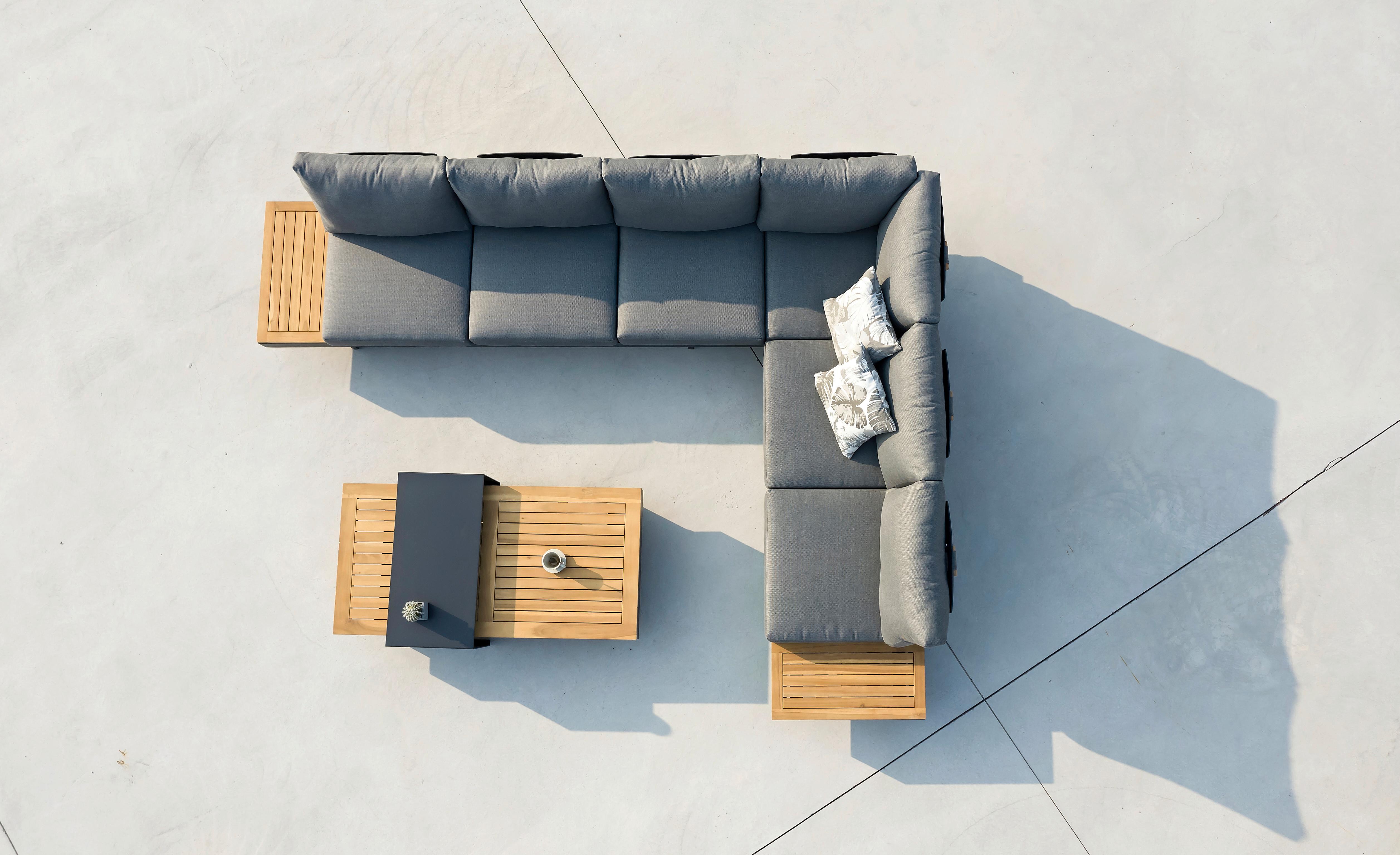 Loungegarnituren 4-Tlg. Holz/Metall - Anthrazit/Akaziefarben, Basics, Holz/Metall (245/70/78cm) - Gardenson