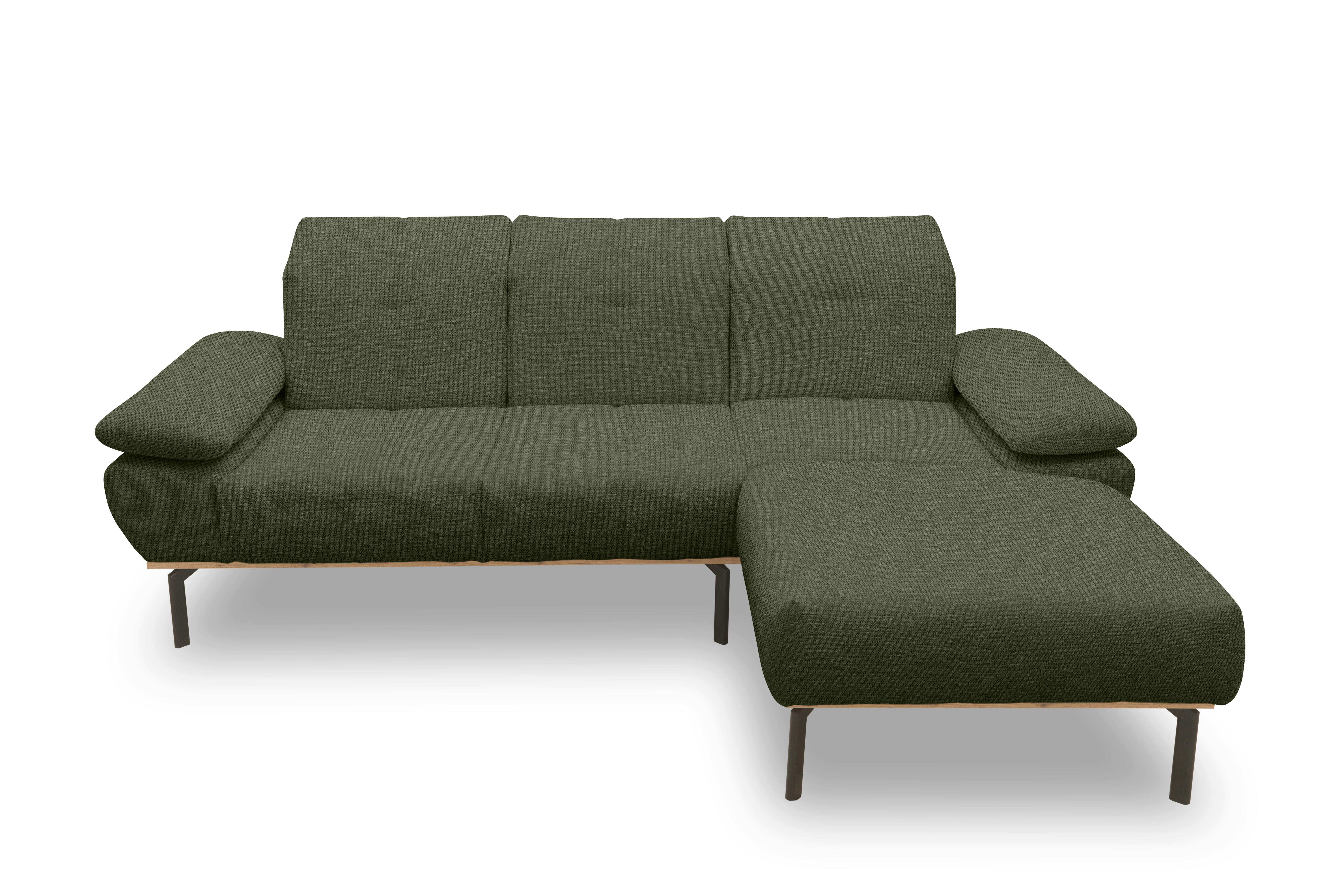 Ecksofa Grün S: 242x170 cm - Wildeiche/Schwarz, Design, Holz/Textil (242/170cm) - MID.YOU