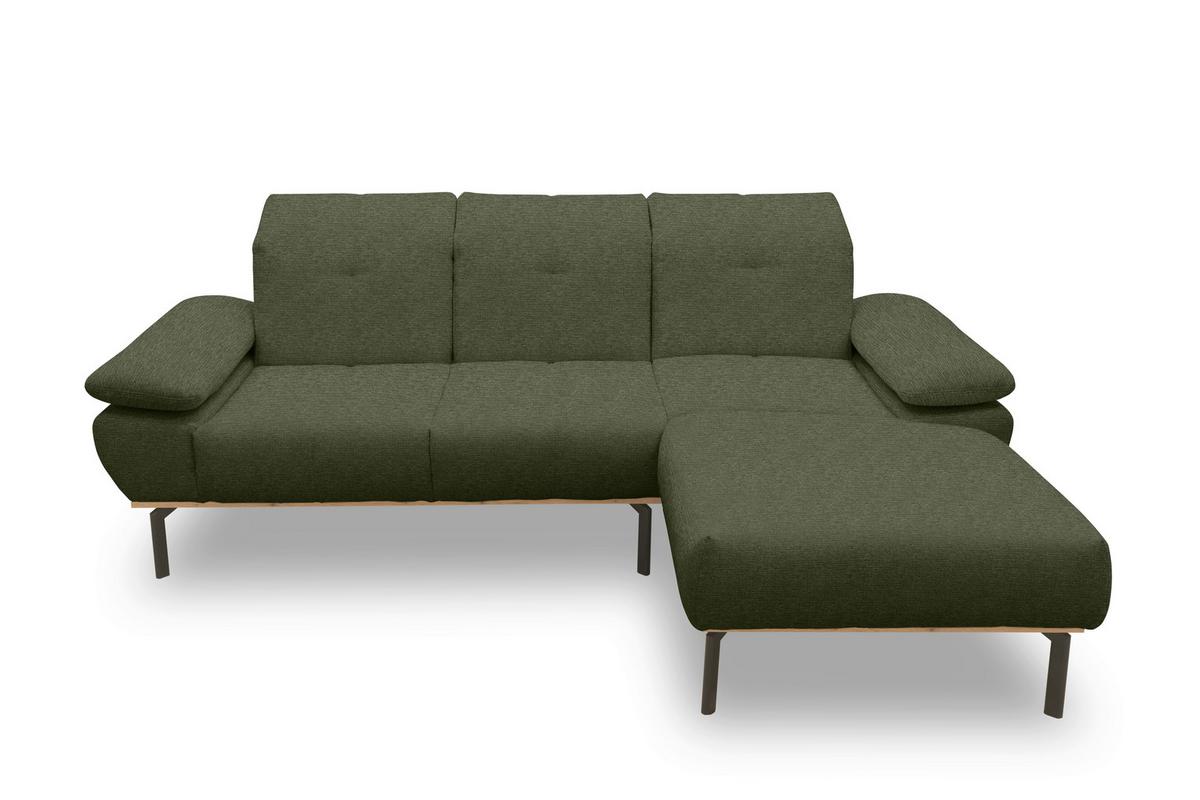 Ecksofa Grün S: 242x170 cm - Wildeiche/Schwarz, Design, Holz/Textil (242/170cm) - MID.YOU