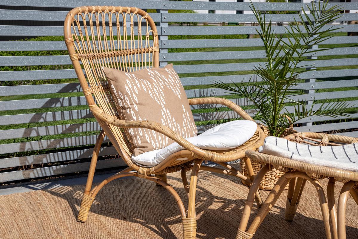 Loungesessel Ella - Braun/Weiß, KONVENTIONELL, Holz (66/95/131cm) - Gardenson