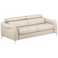 Schlafsofa Pafos Beige Lederlook, Rindsleder B: 203cm - Beige, Design, Leder/Textil (203/77-98/103cm) - MID.YOU