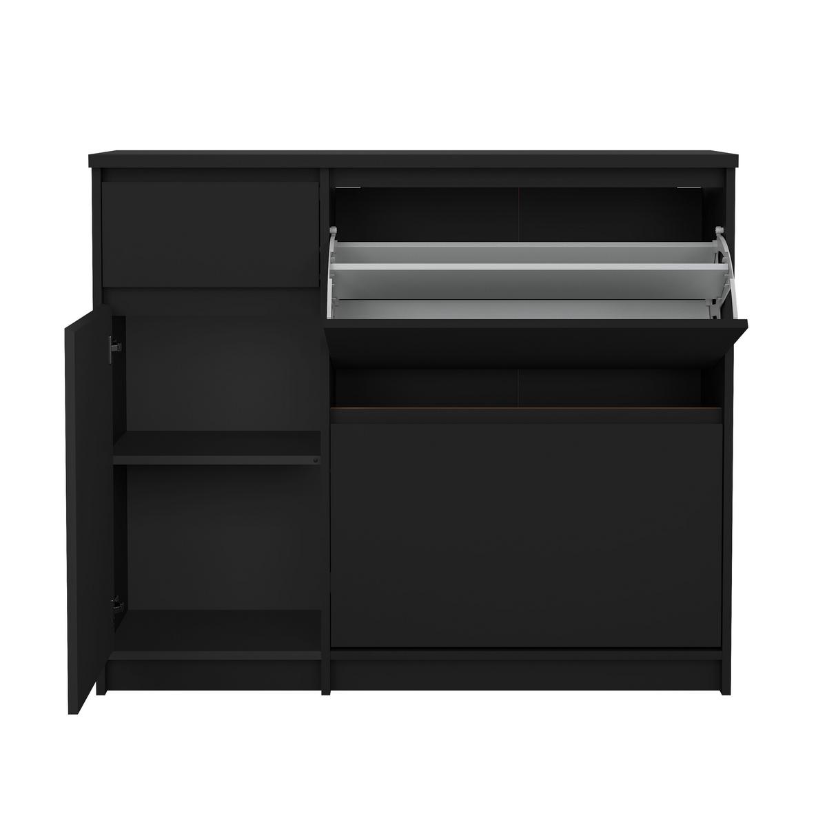 Schuhschrank Naia Schwarz, B: 108,9 Cm - Schwarz, Design, Holzwerkstoff (108,9/92,9/31,5cm) - Livetastic