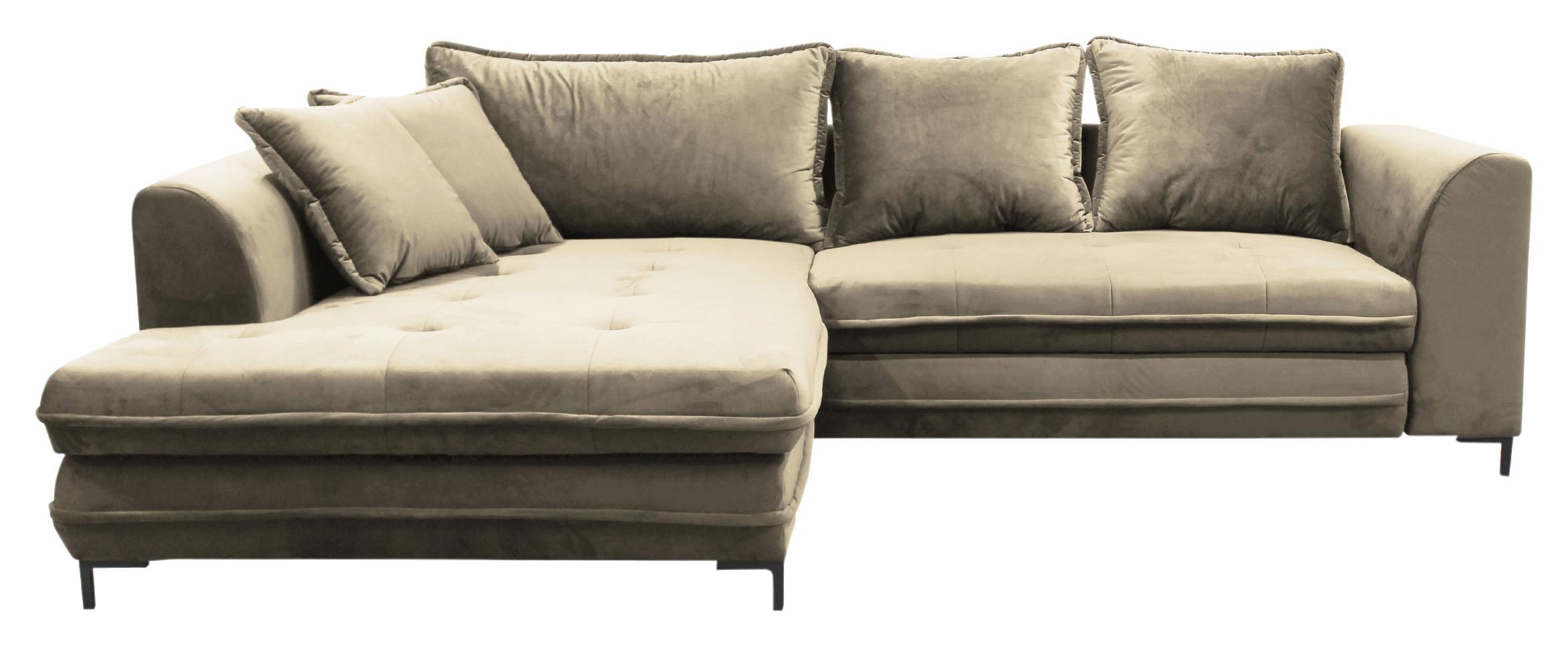 Eckschlafsofa Bello Beige Mit Schlaffunktion Ottomane Links - Beige/Schwarz, Design, Textil (187/277cm) - Livetastic