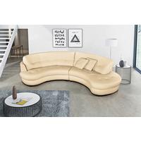 Ecksofa Bretania, Beige S: 300x113 cm - Beige/Schwarz, Design, Leder/Textil (300/113cm) - Livetastic