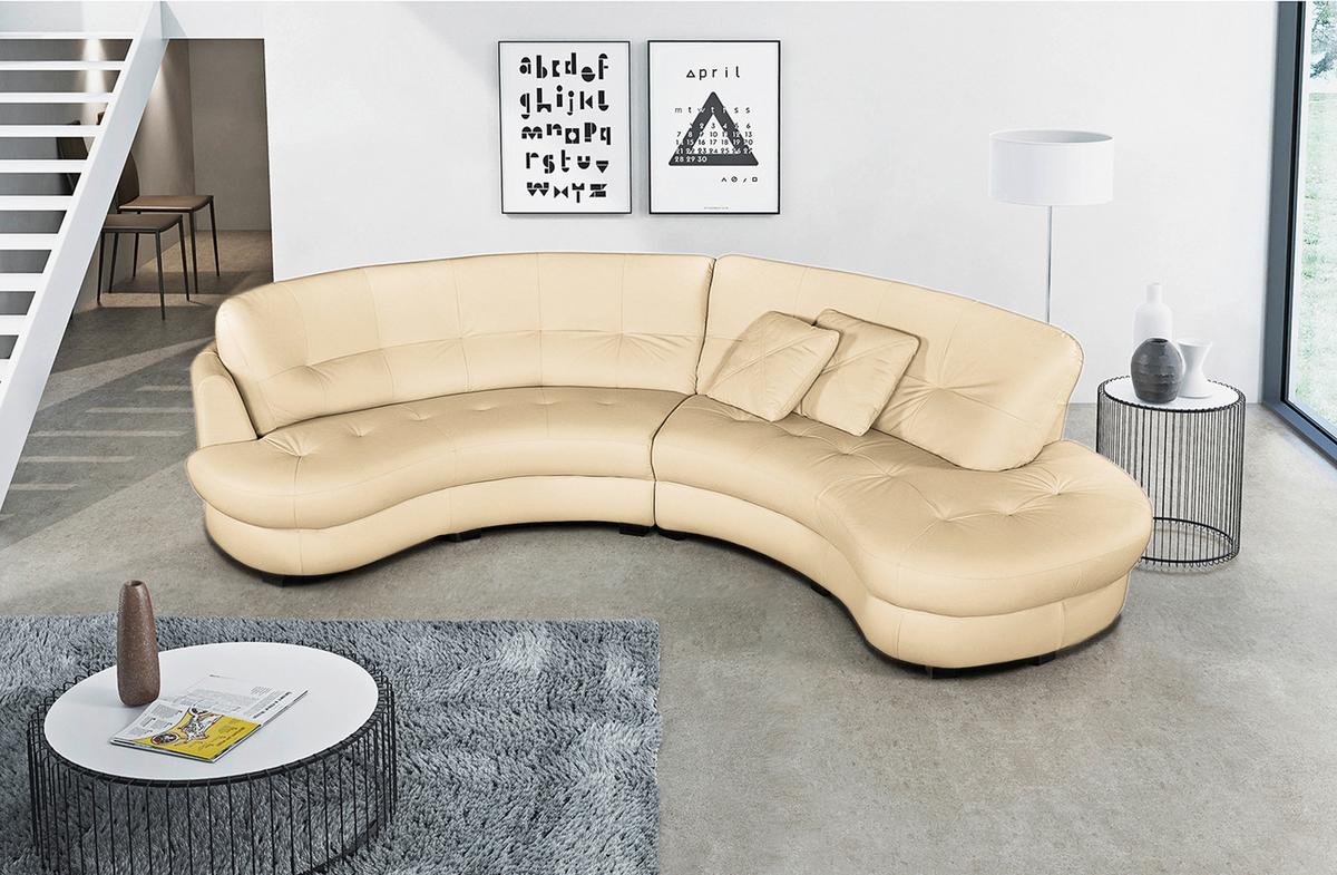 Ecksofa Bretania, Beige S: 300x113 cm - Beige/Schwarz, Design, Leder/Textil (300/113cm) - Livetastic