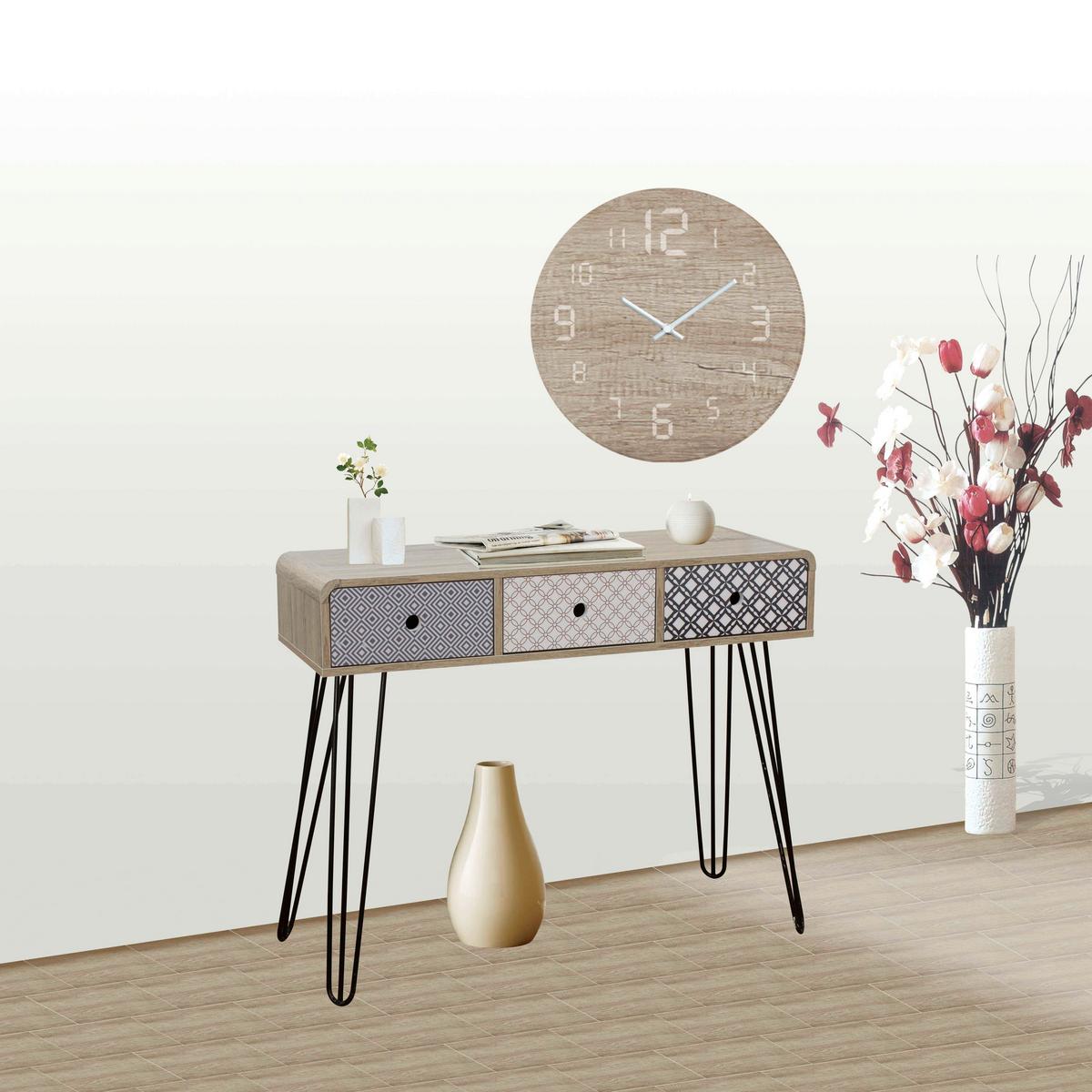 Konsolentisch Multicolor/Eichef. 99 cm - Eichefarben/Multicolor, Design, Holzwerkstoff/Metall (99/33,5/80,5cm) - Livetastic