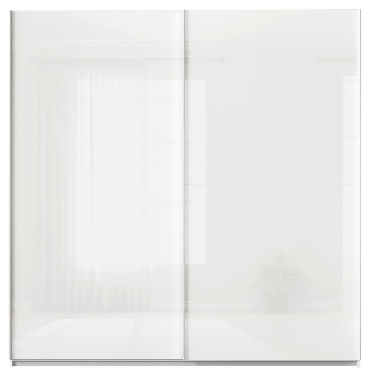 Tolóajtós Szekrény Feldkirch 225/229cm - magasfényű fehér/fehér, Modern, faalapú anyag/Üveg (225/229/62cm)