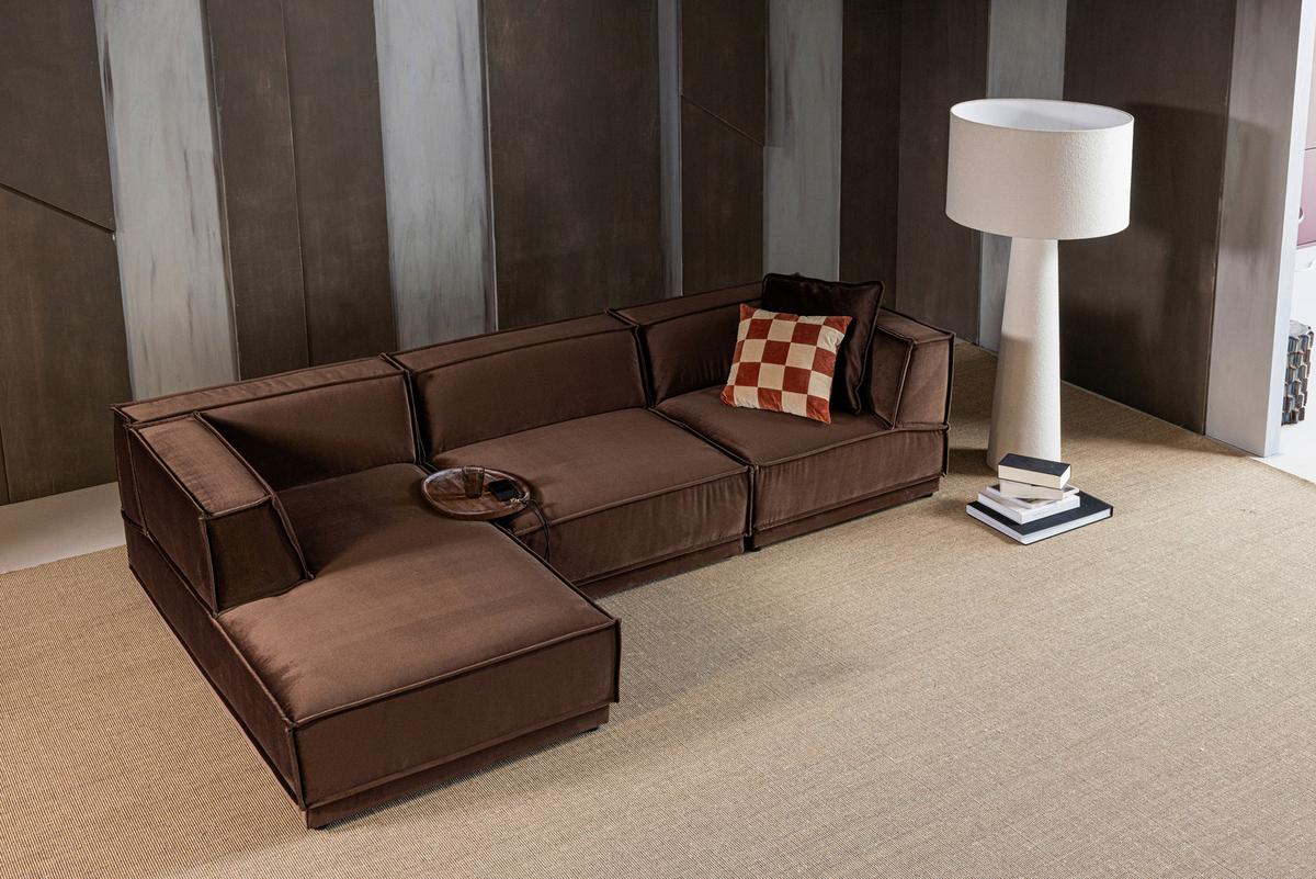 ECKSOFA Manu Braun 160x286cm - Braun, MODERN, Textil (160/286cm) - Livetastic