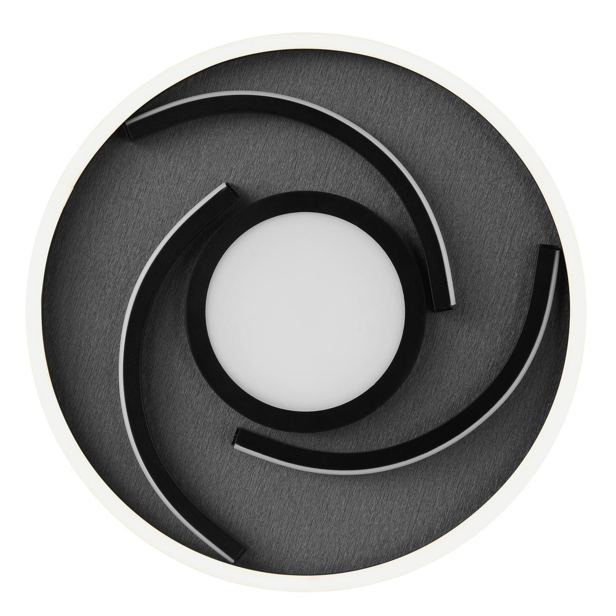 LED-Deckenleuchte Hardy Schwarz D: 35 cm - Schwarz, Design, Kunststoff/Textil (35/4,8cm) - Brilliant