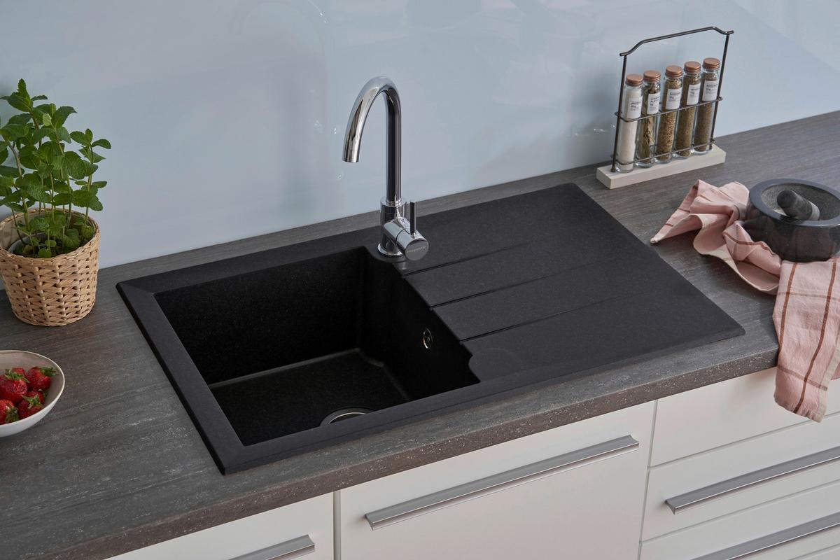 Spüle Respekta Spüle Alineo 81x50 - Schwarz, Trend, Stein (81/21/50cm) - Respekta